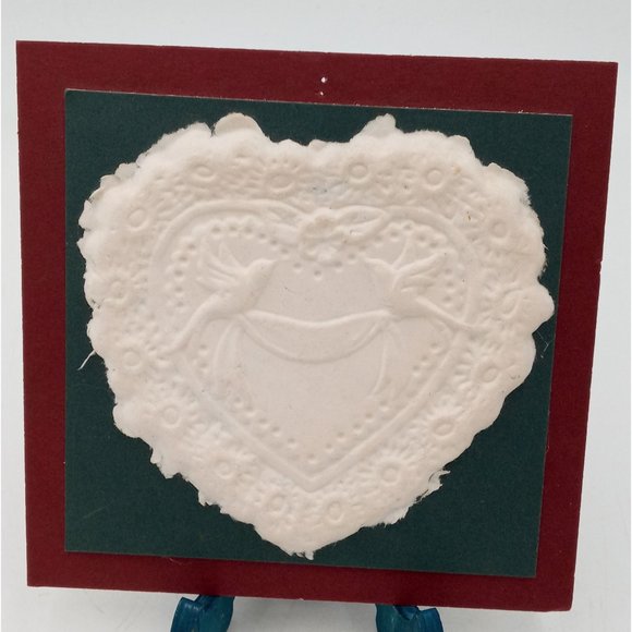 Heart And Birds Paper Cast Art Embossed Pressed Handmade Decor 1980s - Picture 6 of 6